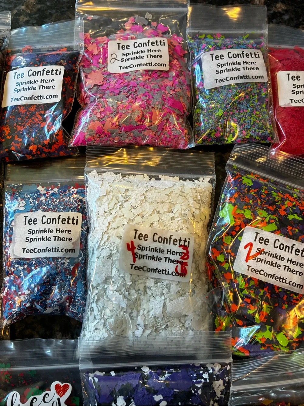 Lot 16 Tee Confetti Screen Print Heat Press Apparel Confetti Packets